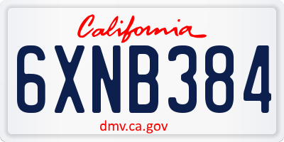 CA license plate 6XNB384