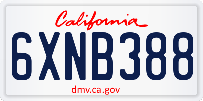CA license plate 6XNB388