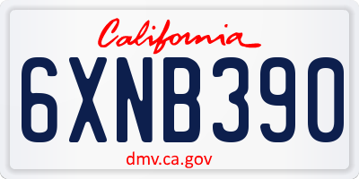 CA license plate 6XNB390