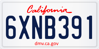 CA license plate 6XNB391