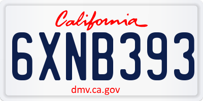 CA license plate 6XNB393