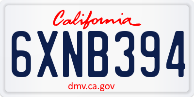 CA license plate 6XNB394