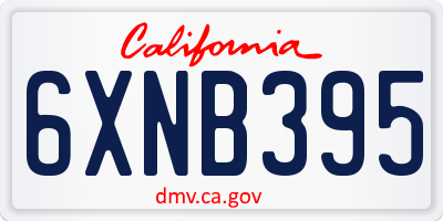 CA license plate 6XNB395