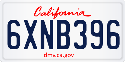 CA license plate 6XNB396