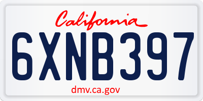 CA license plate 6XNB397