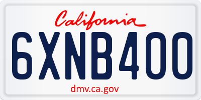 CA license plate 6XNB400