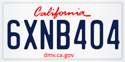CA license plate 6XNB404