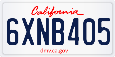 CA license plate 6XNB405