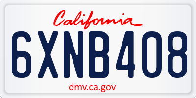 CA license plate 6XNB408