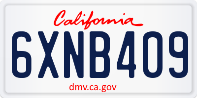CA license plate 6XNB409