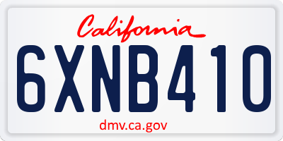 CA license plate 6XNB410