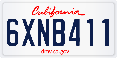 CA license plate 6XNB411
