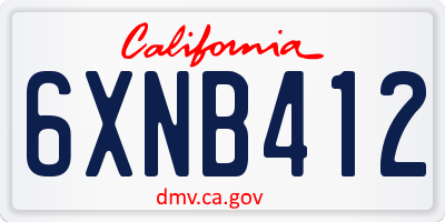 CA license plate 6XNB412