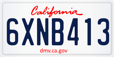 CA license plate 6XNB413