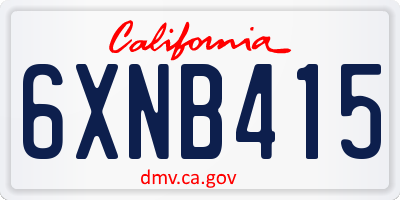 CA license plate 6XNB415