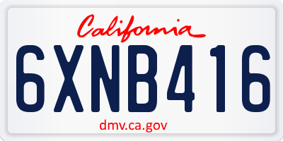 CA license plate 6XNB416