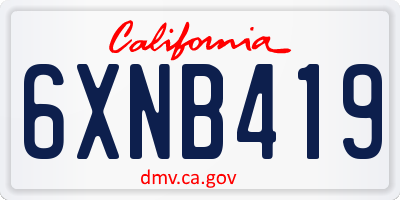 CA license plate 6XNB419