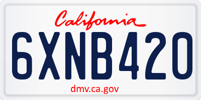CA license plate 6XNB420