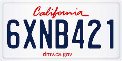 CA license plate 6XNB421