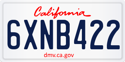 CA license plate 6XNB422