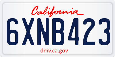 CA license plate 6XNB423