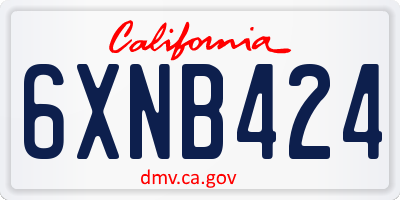 CA license plate 6XNB424