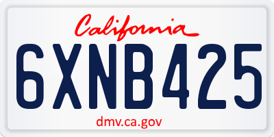 CA license plate 6XNB425