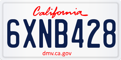 CA license plate 6XNB428