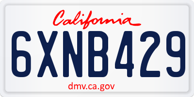 CA license plate 6XNB429