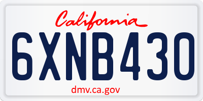 CA license plate 6XNB430
