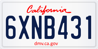 CA license plate 6XNB431