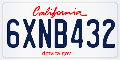CA license plate 6XNB432