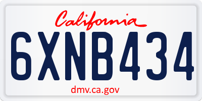 CA license plate 6XNB434