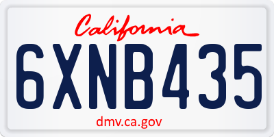 CA license plate 6XNB435