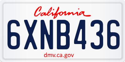 CA license plate 6XNB436