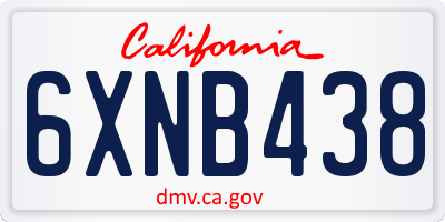 CA license plate 6XNB438