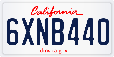 CA license plate 6XNB440