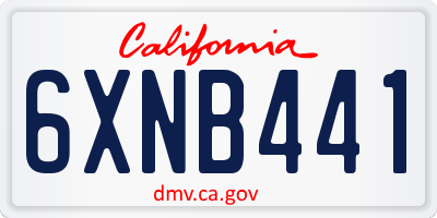 CA license plate 6XNB441