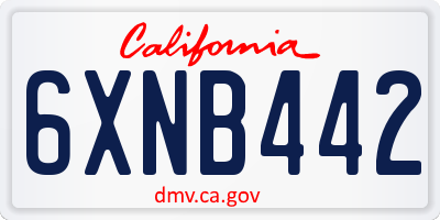 CA license plate 6XNB442