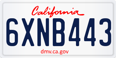 CA license plate 6XNB443