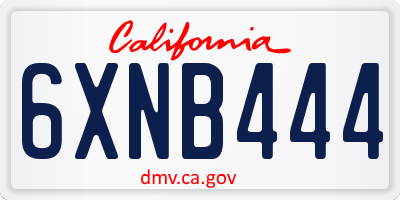CA license plate 6XNB444