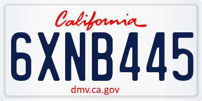 CA license plate 6XNB445