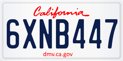 CA license plate 6XNB447