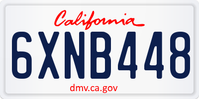 CA license plate 6XNB448