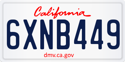 CA license plate 6XNB449