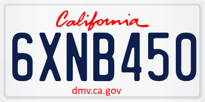 CA license plate 6XNB450