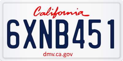 CA license plate 6XNB451