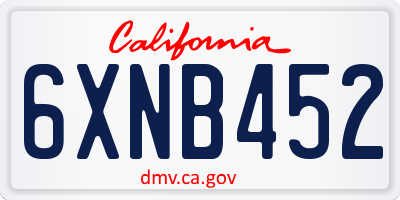 CA license plate 6XNB452