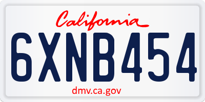CA license plate 6XNB454