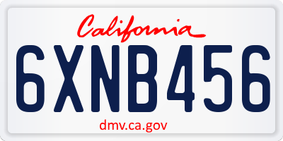 CA license plate 6XNB456